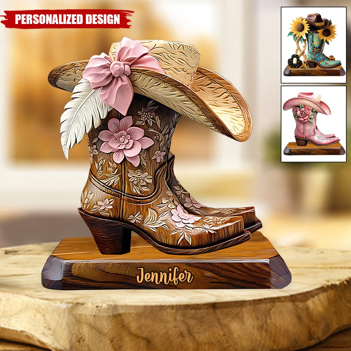 Cowgirl Boots-Personalized Cowgirl Shaped Acrylic Plaque