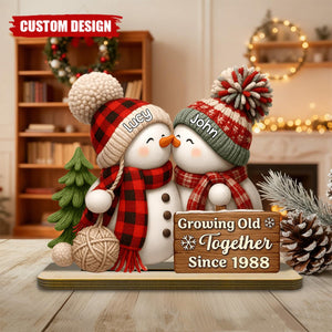 Personalized Snowman Couple Wooden Plaque