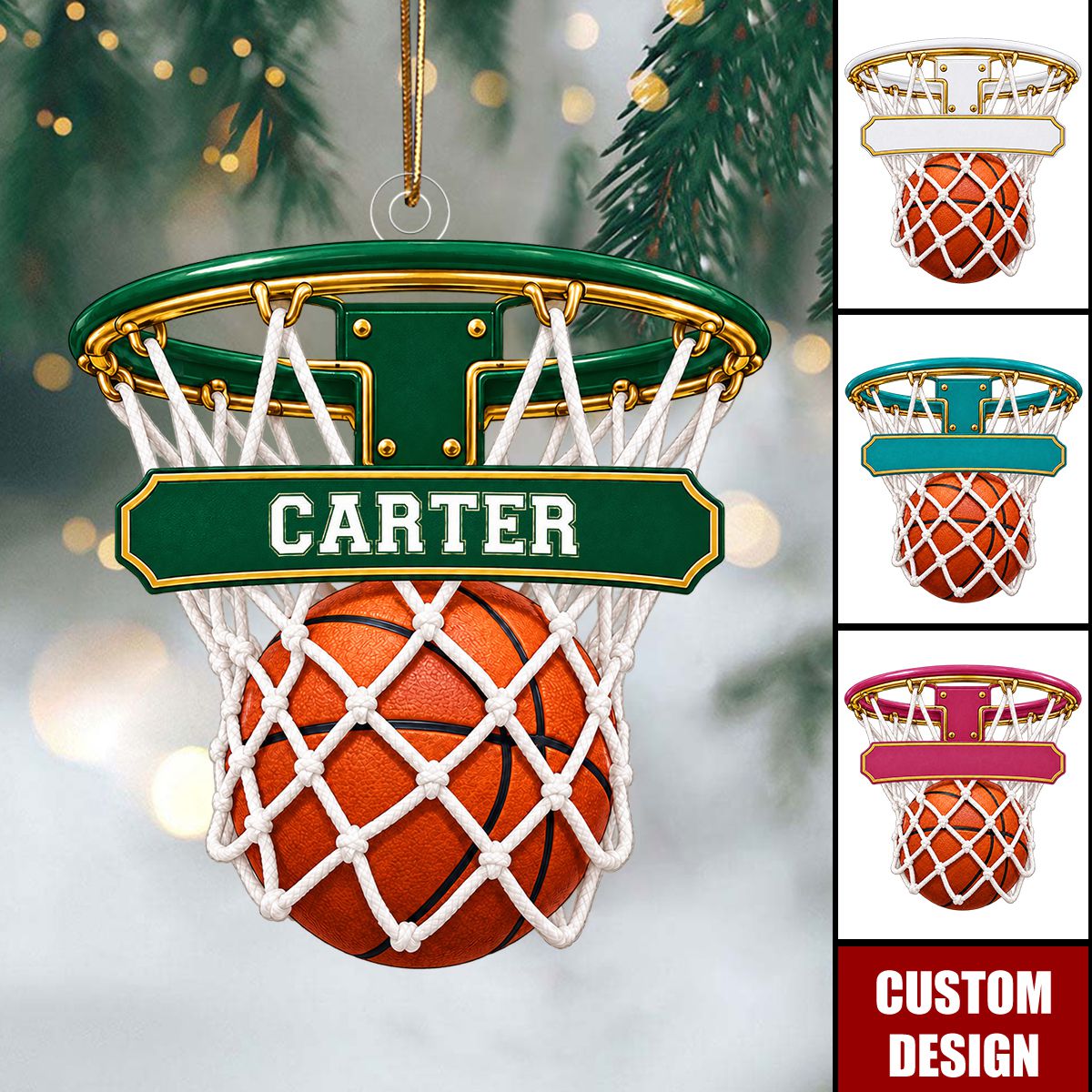 Personalized Basketball Hoop Ornament - Gift for Players and Coaches