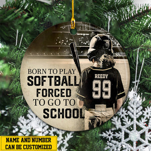 Born To Play Softball Personalized Funny Softball Girl Christmas Ceramic Ornament