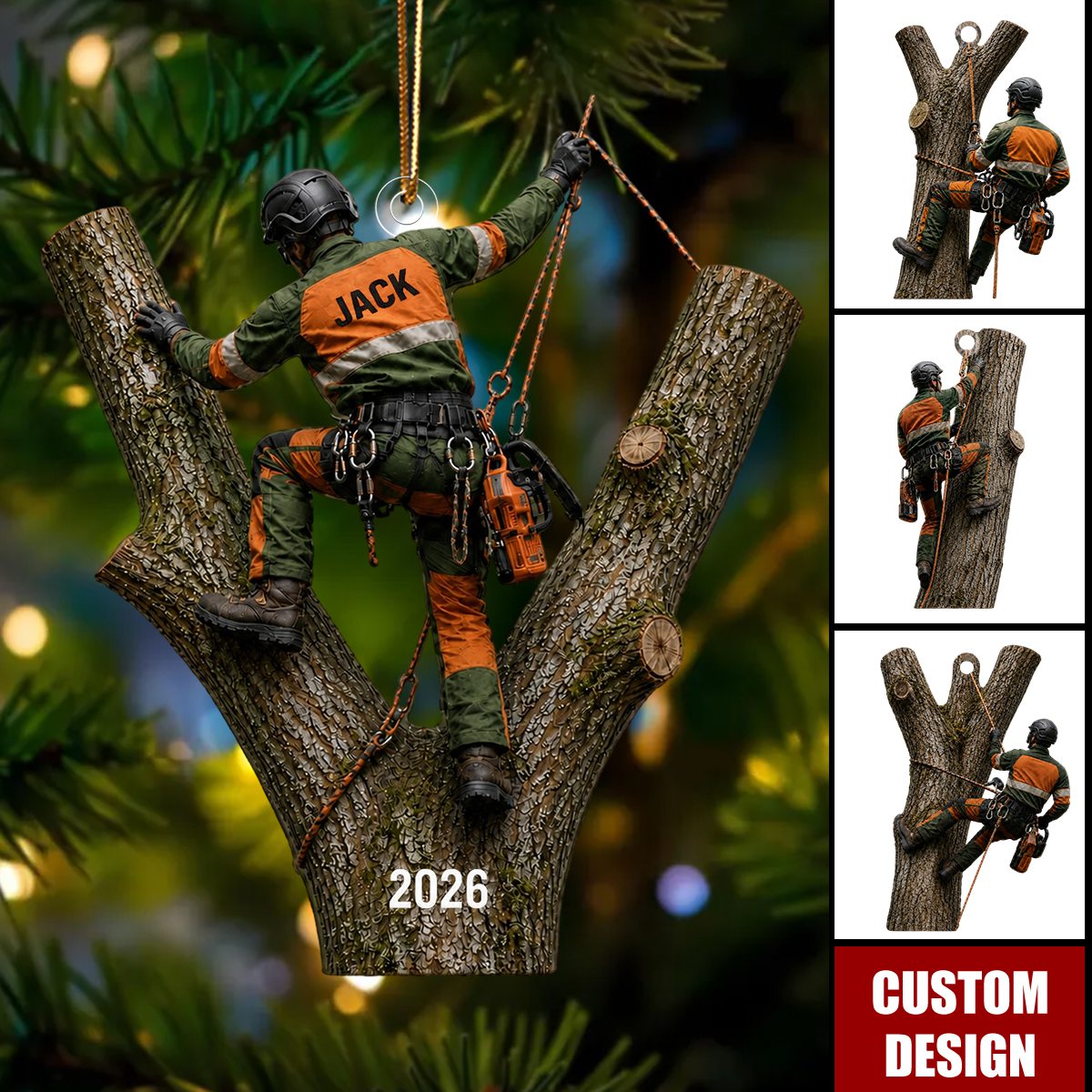 Personalized Arborist Christmas Ornament, Tree Climber Gift