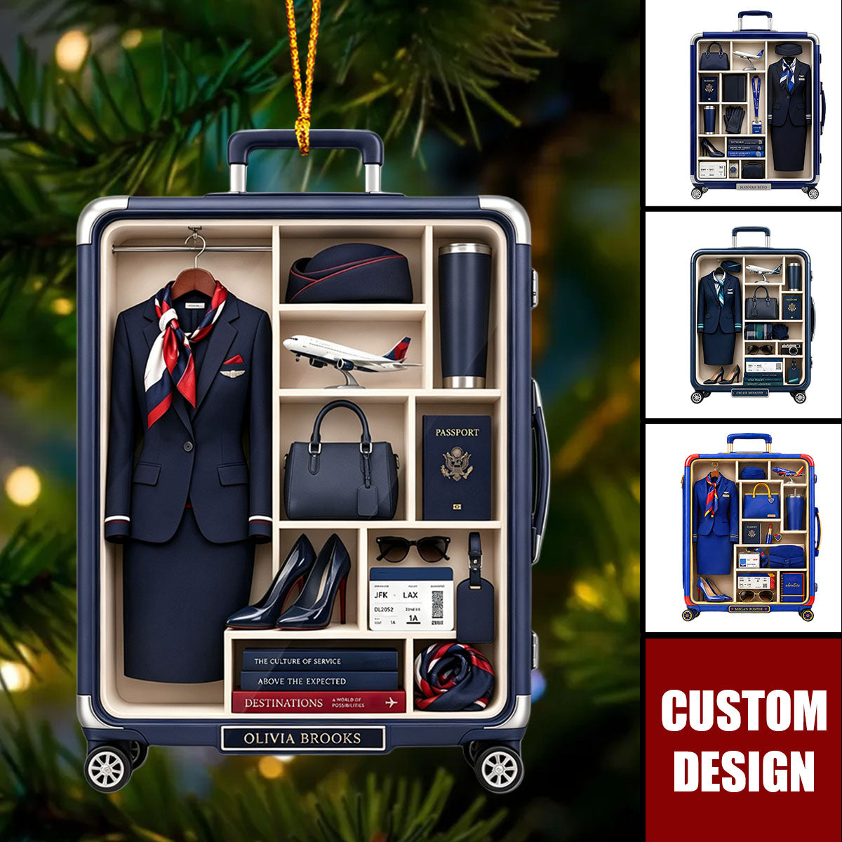 Personalized Alaska Airlines Flight Attendant Ornament, Cabin Crew Christmas Gift
