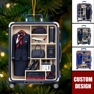 Personalized Alaska Airlines Flight Attendant Ornament, Cabin Crew Christmas Gift