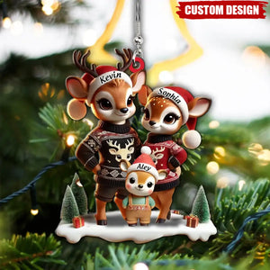 Deer Family Personalized Shaped Ornament, Christmas Family Gift