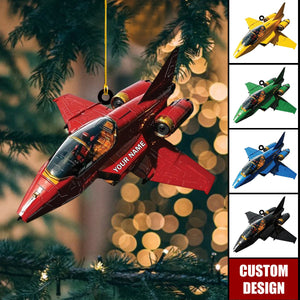 Personalized Fighter Jet Christmas Ornament- Military Pilot Gift