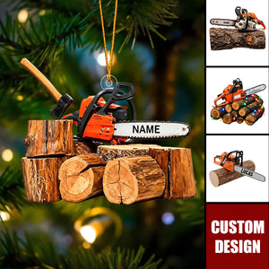 Personalized Arborist Chainsaw Ornament, Lumberjack Gift
