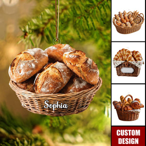 Personalized French Bakery Bread Basket Ornament