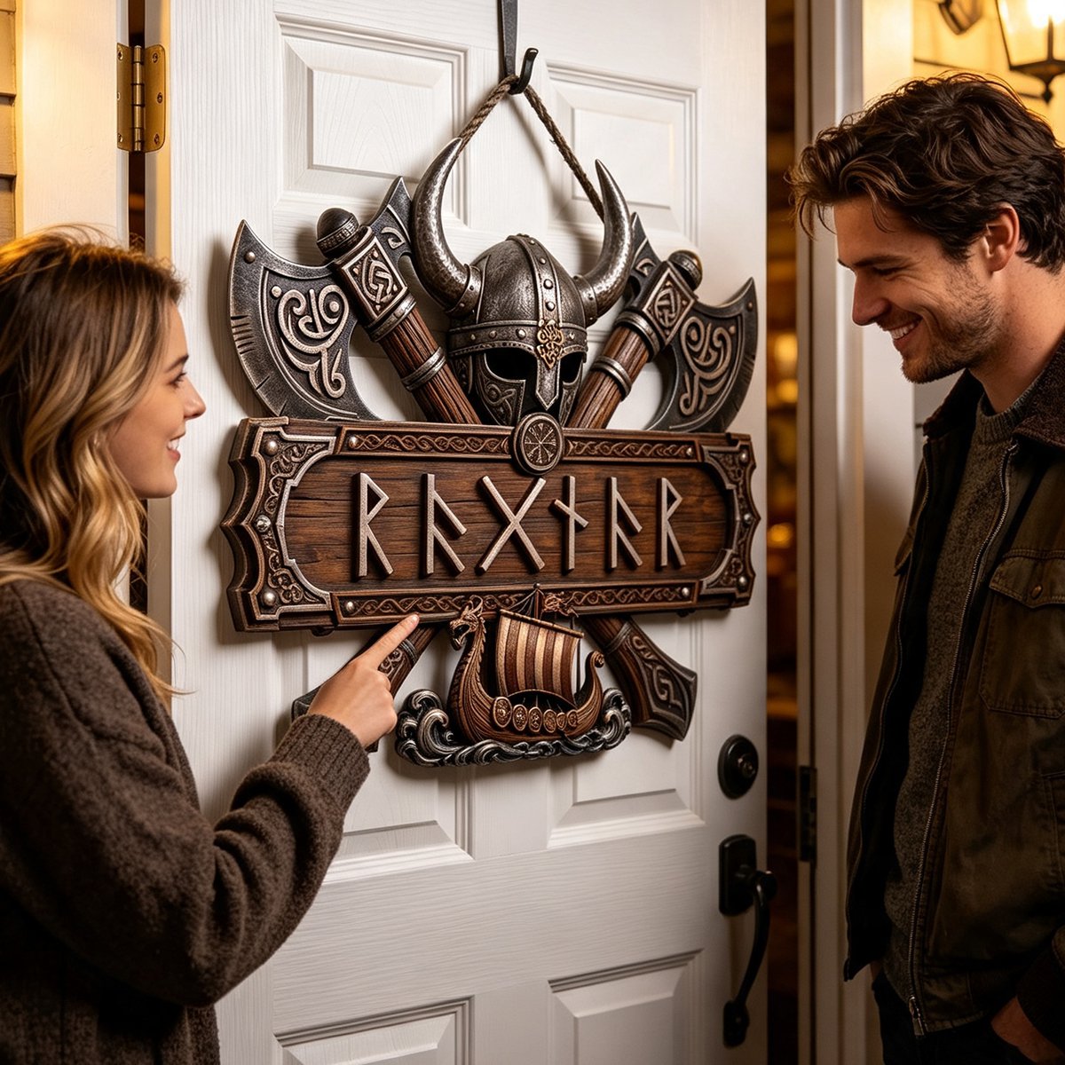 Viking Style Wooden Sign - Personalized Gifts For Warriors