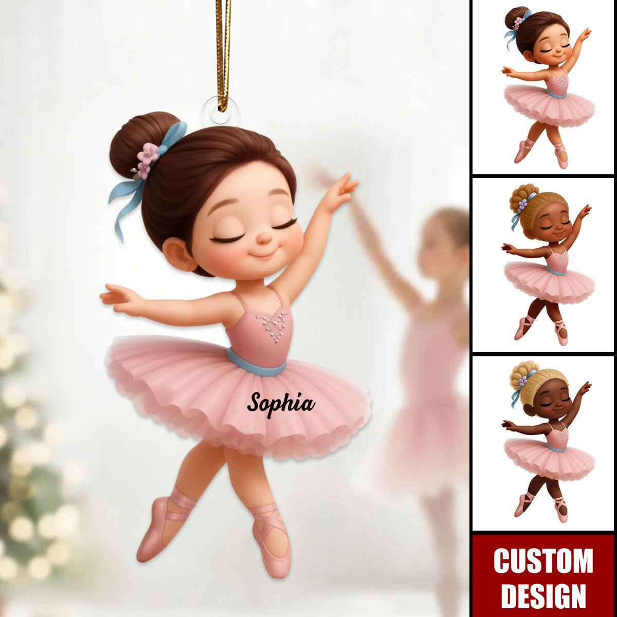 Personalized Little Girl Balletina Dance Christmas Ornament