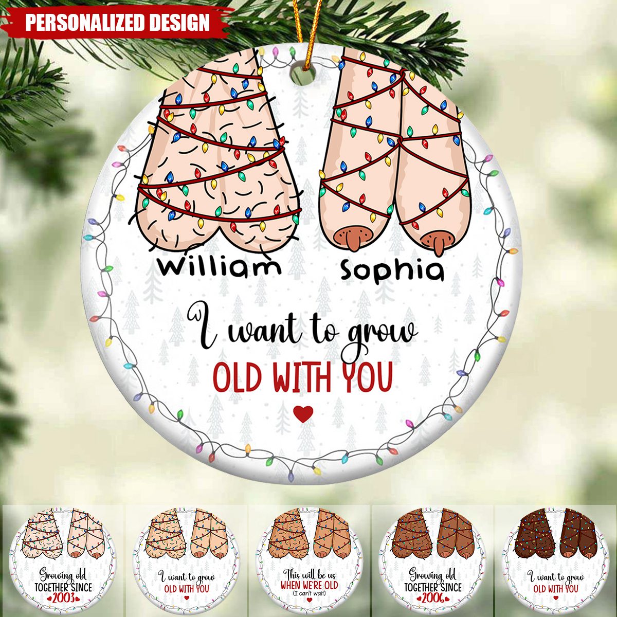 2024 New Release I Want To Grow Old With You-Personalized Ceramic Ornament-Christmas Gift For Couples