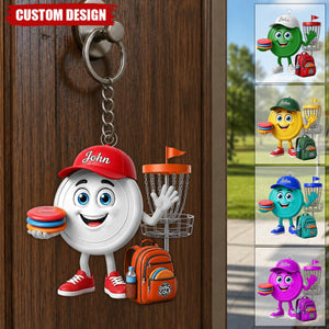 Personalized Cute Disc Golf Ball Mascot keychain - Gift for Disc Golf Lover - New Release