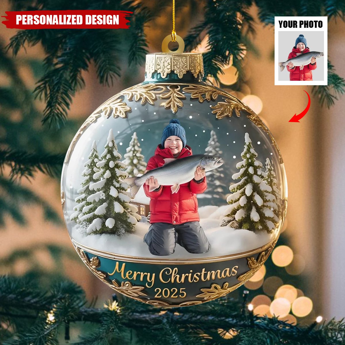 Personalized Upload Photo Ornament-Gift For Fishing Lover