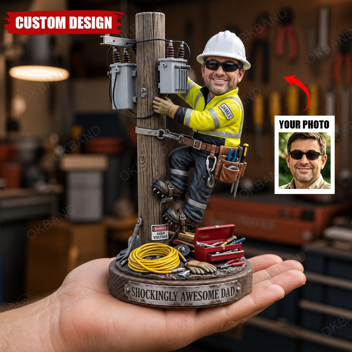 Personalized Lineman Dad 2D Acrylic Plaque, Maintenance Worker , Electrician Award, Lineman Gift