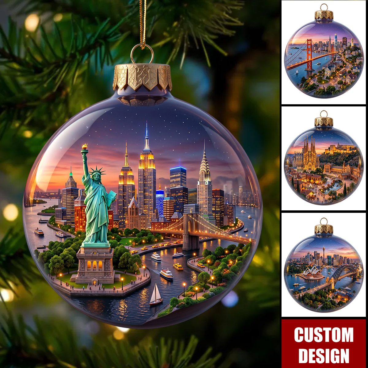 New Release, Personalized World Landmark Christmas Ornament,Gift For Traval Lovers