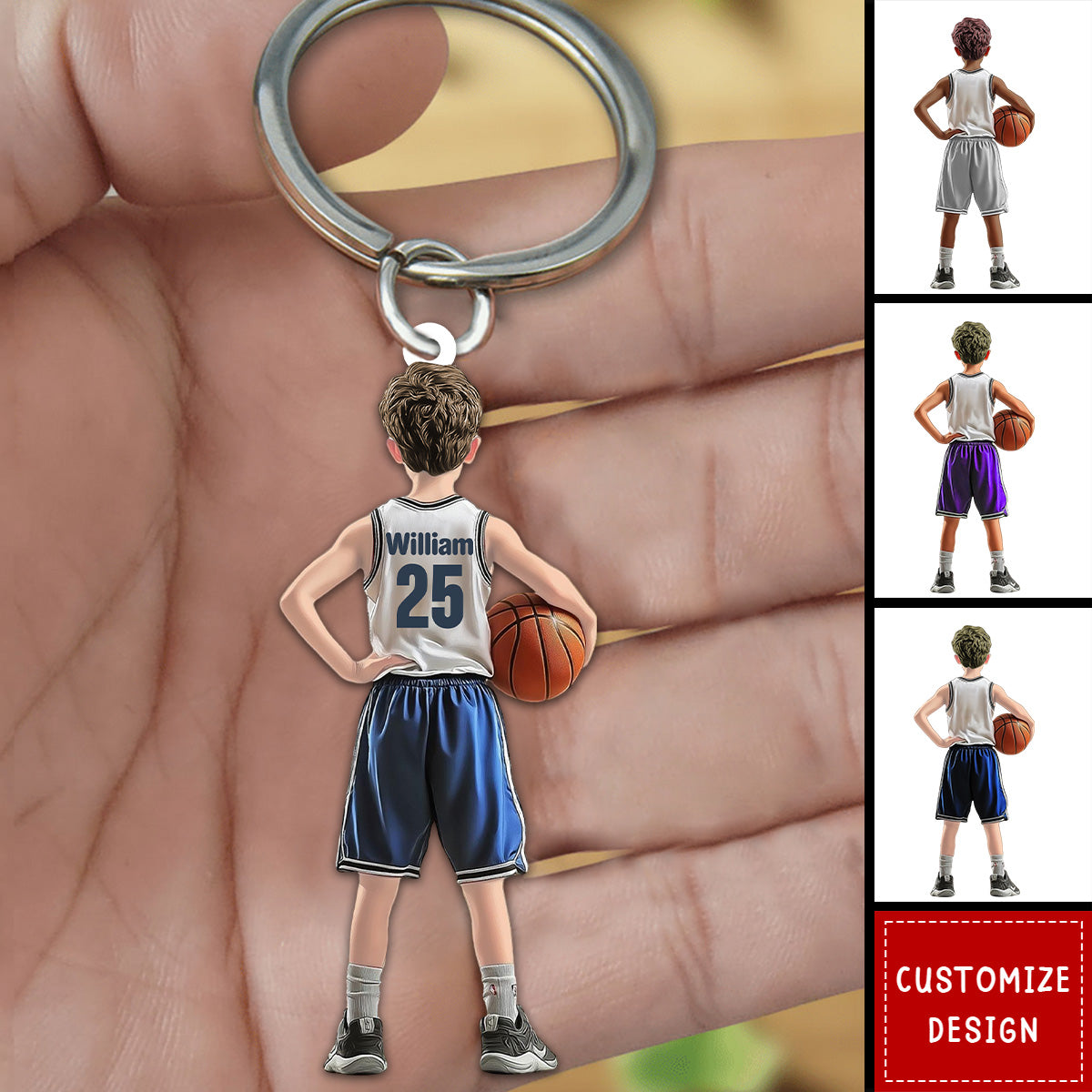 Customized Basketball Keychains Personalized Kid Basketball Player Keychain - Gift For Basketball Love ...