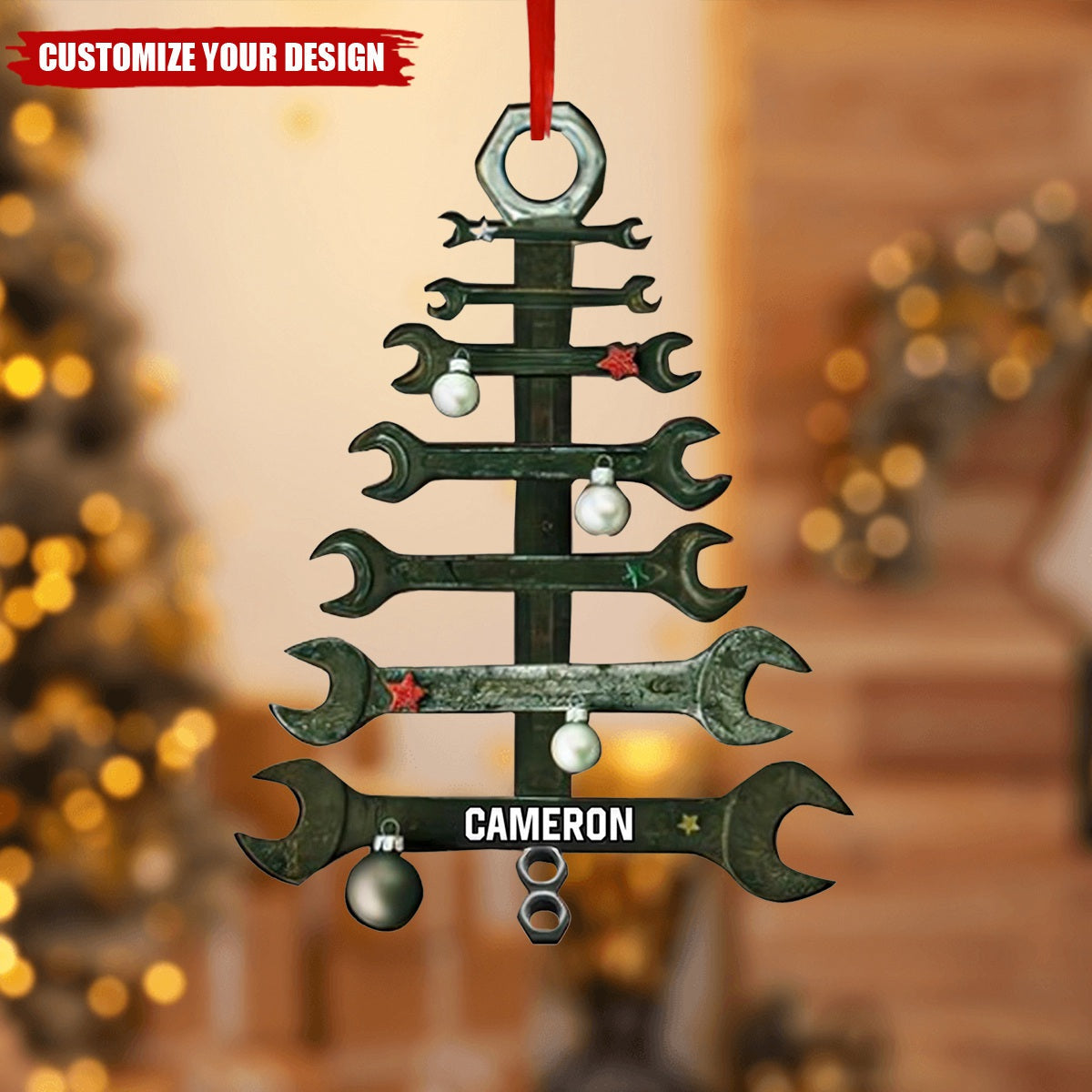 Personalized Wrench Tree Shape Christmas Ornament - 2024 New Release