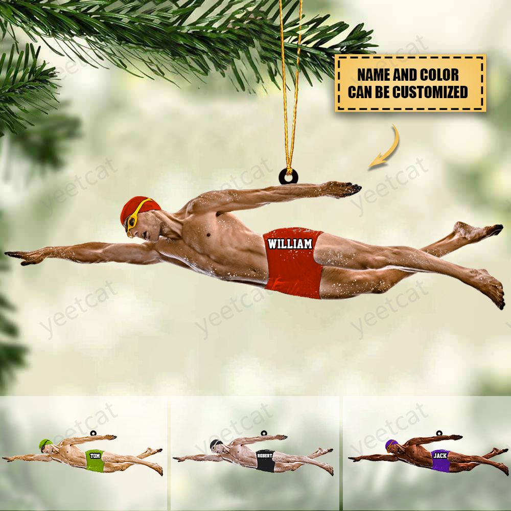 Personalized Male/Female Swimmer Acrylic Ornament, Gift For Swimming Lovers/Swimmer