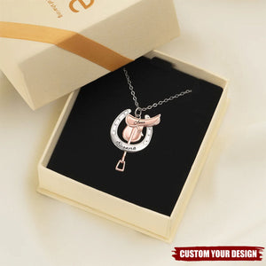 Personalized Horseshoe Saddle Protective Necklace - Dainty Jewelry Birthday Anniversary Gift for Horse Owners Lovers