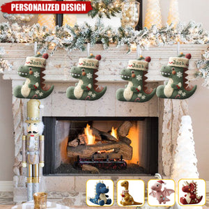 Dinomas-Personalized Kid Shaped Christmas Stocking