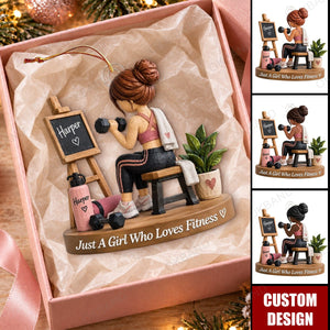 Personalized Fitness Girl Ornament, Gym Lover Gift for Women