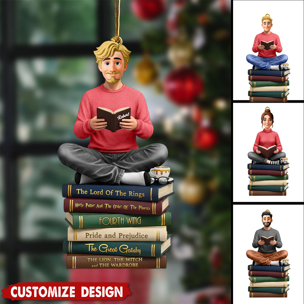 Personalized Book Lover Christmas Ornament - Gift For Book Lover