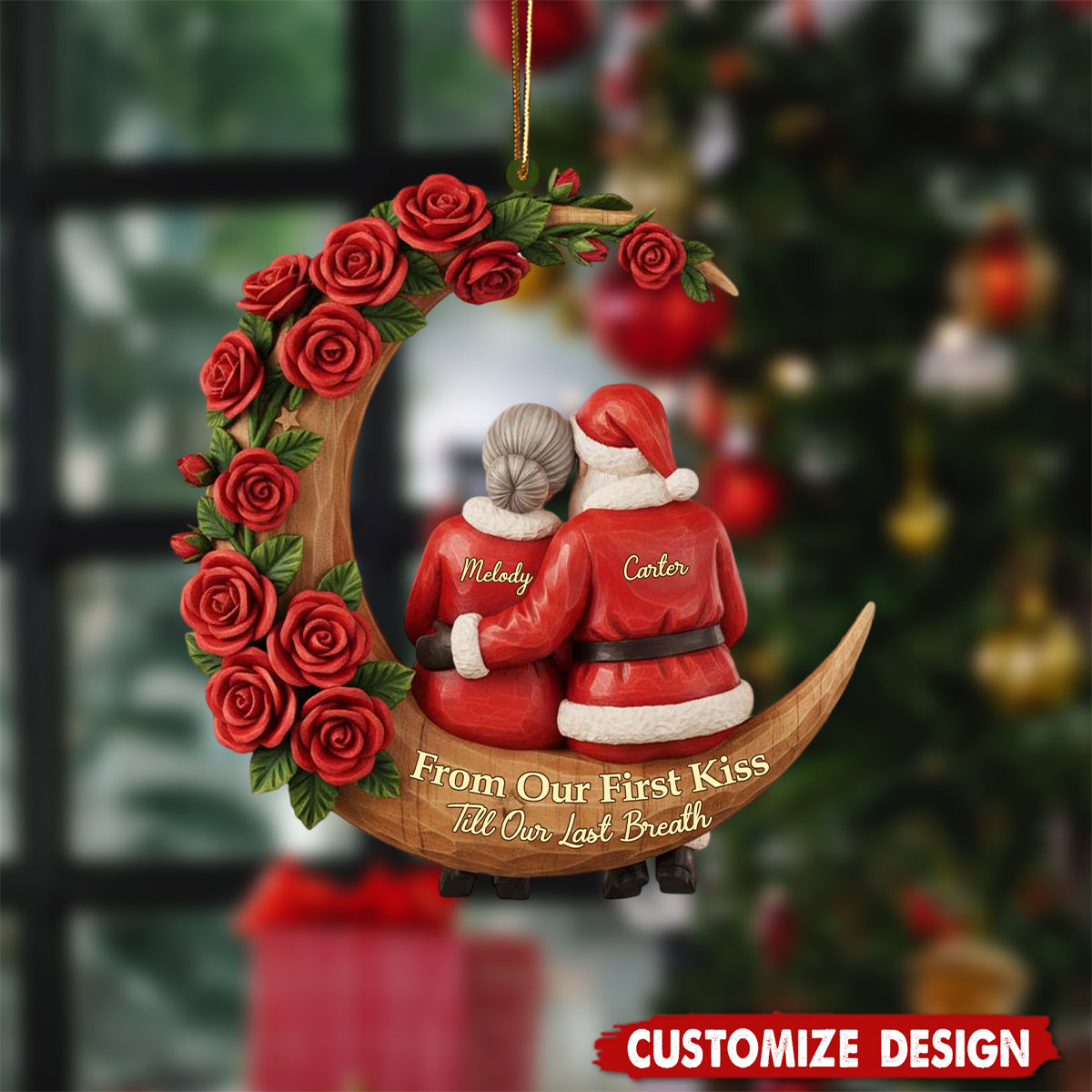 Personalized From Our First Kiss Till Our Last Breath Couple Christmas Ornament