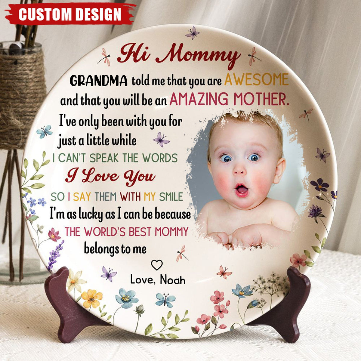 The Best Mommy Belongs To Me First Mom - Personalized Ceramic Photo Plate, New Mom Gift