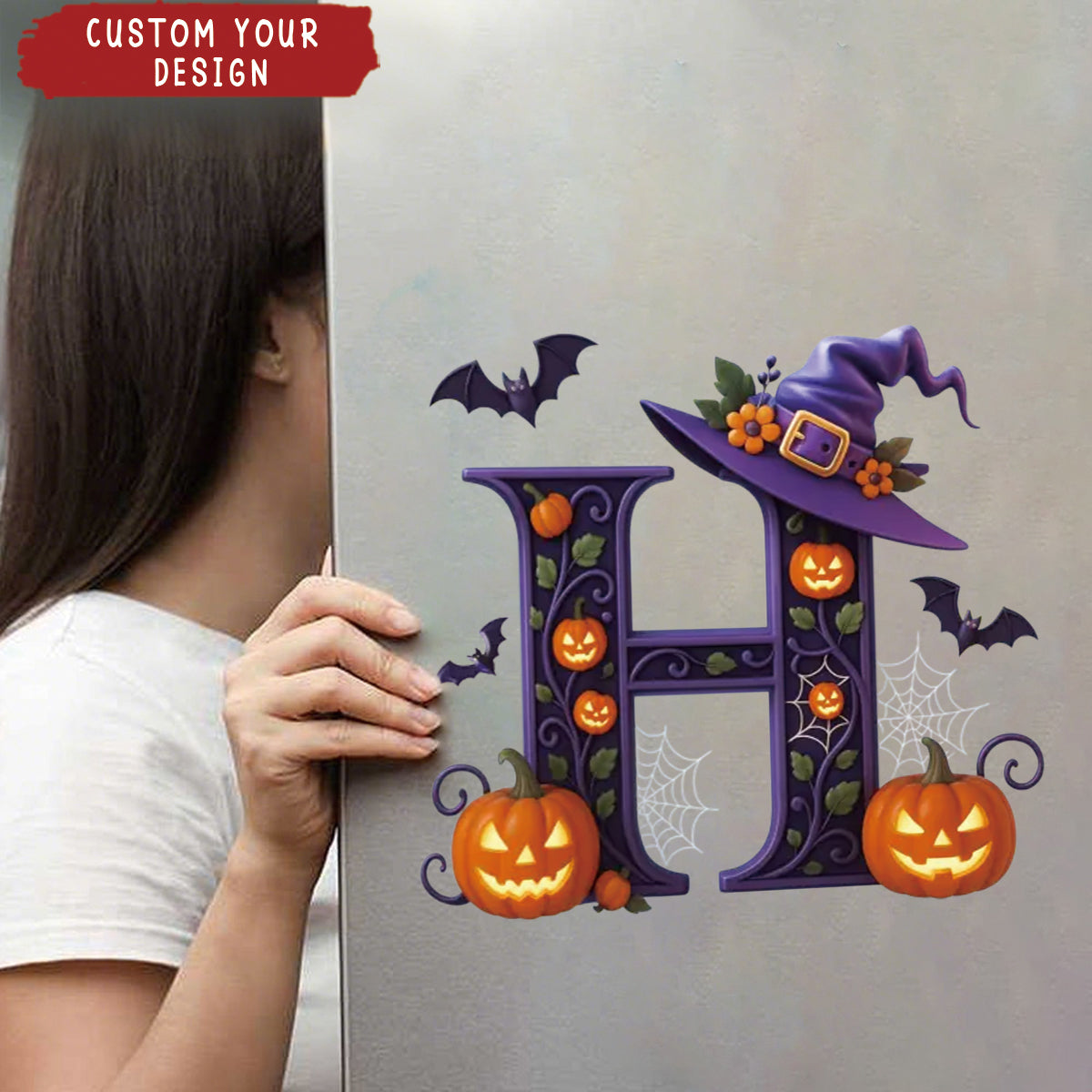 Custom Halloween Letter Decal - Personalized Halloween Witchy Gifts For Besties, Sisters, BFF, Family, Yourself