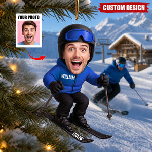 Personalized Skiing Ornament - Gift For Skier