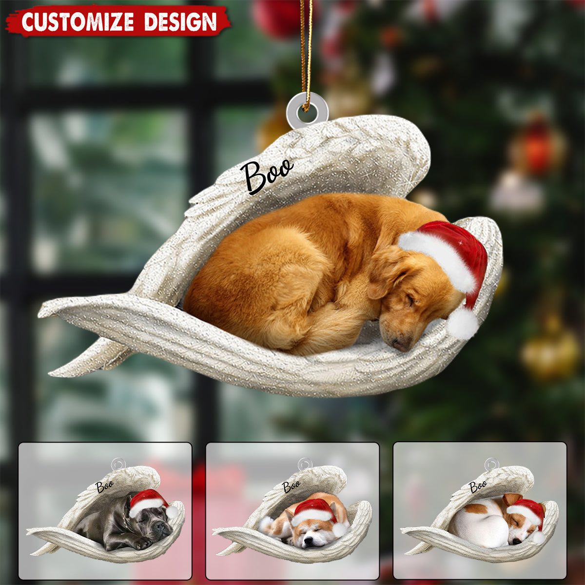 Personalized Dog Sleeping Angel Memorial Ornament