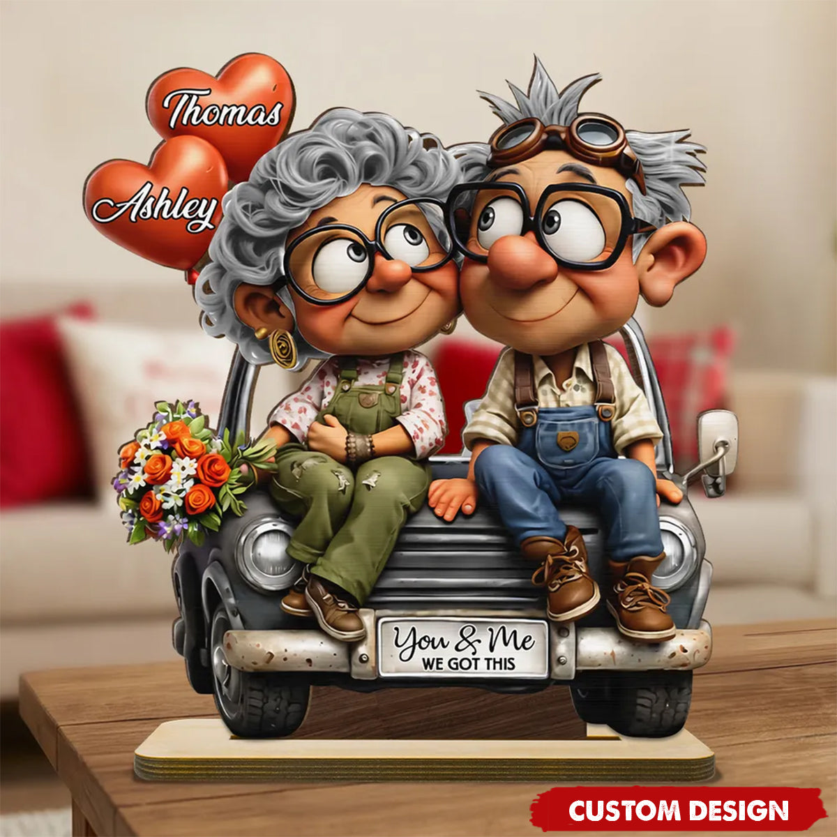 Custom Vintage Truck Wooden Plaque - Personalized Anniversary Wedding Gift for Couple