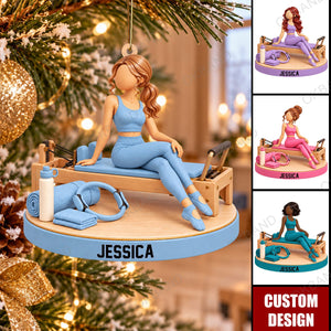 Personalized Pilates Girl Ornament, Pilates Xmas Home Decor, Fitness Lover Gift
