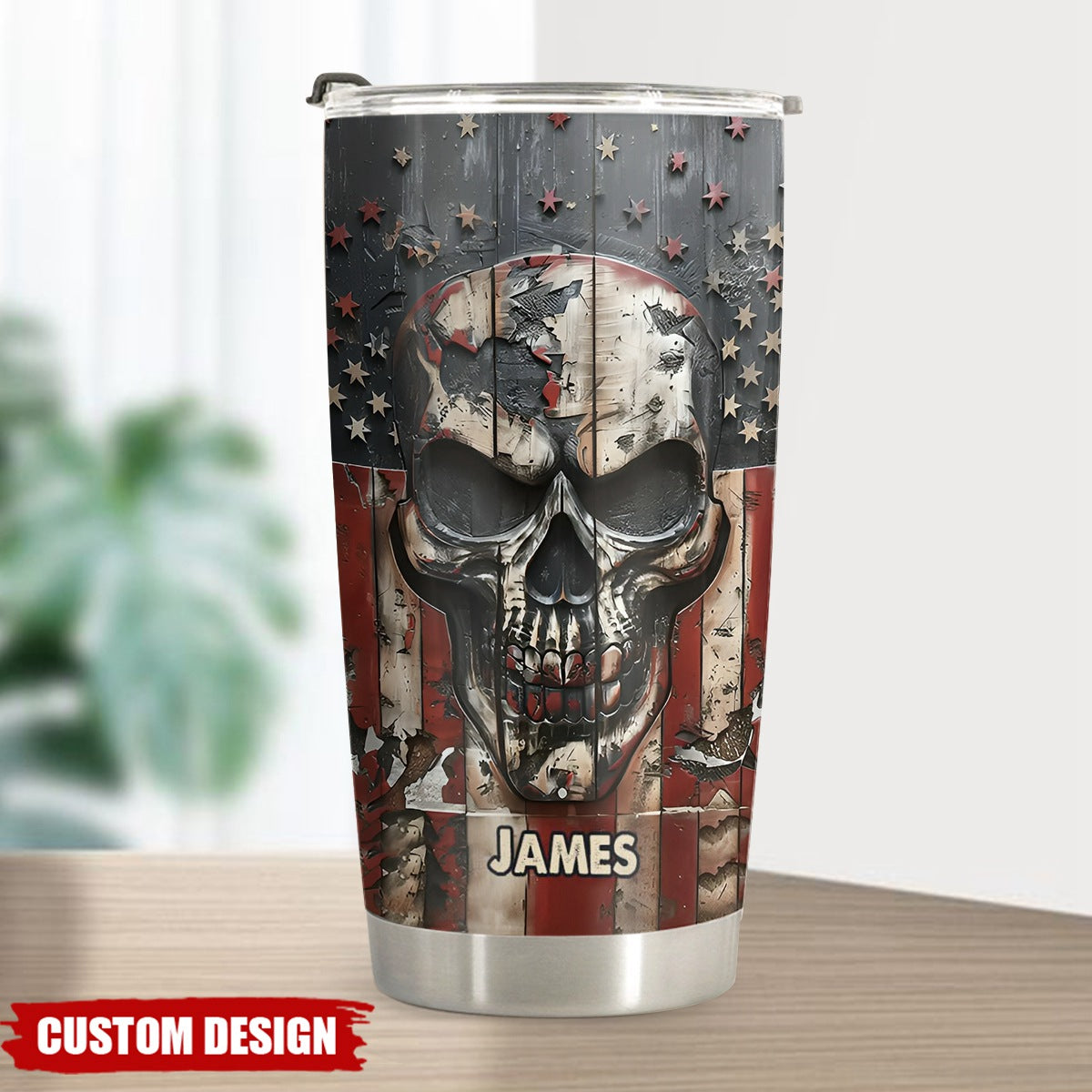 Personalized America Skull Tumbler - Gift For Patriotic Skull Lovers