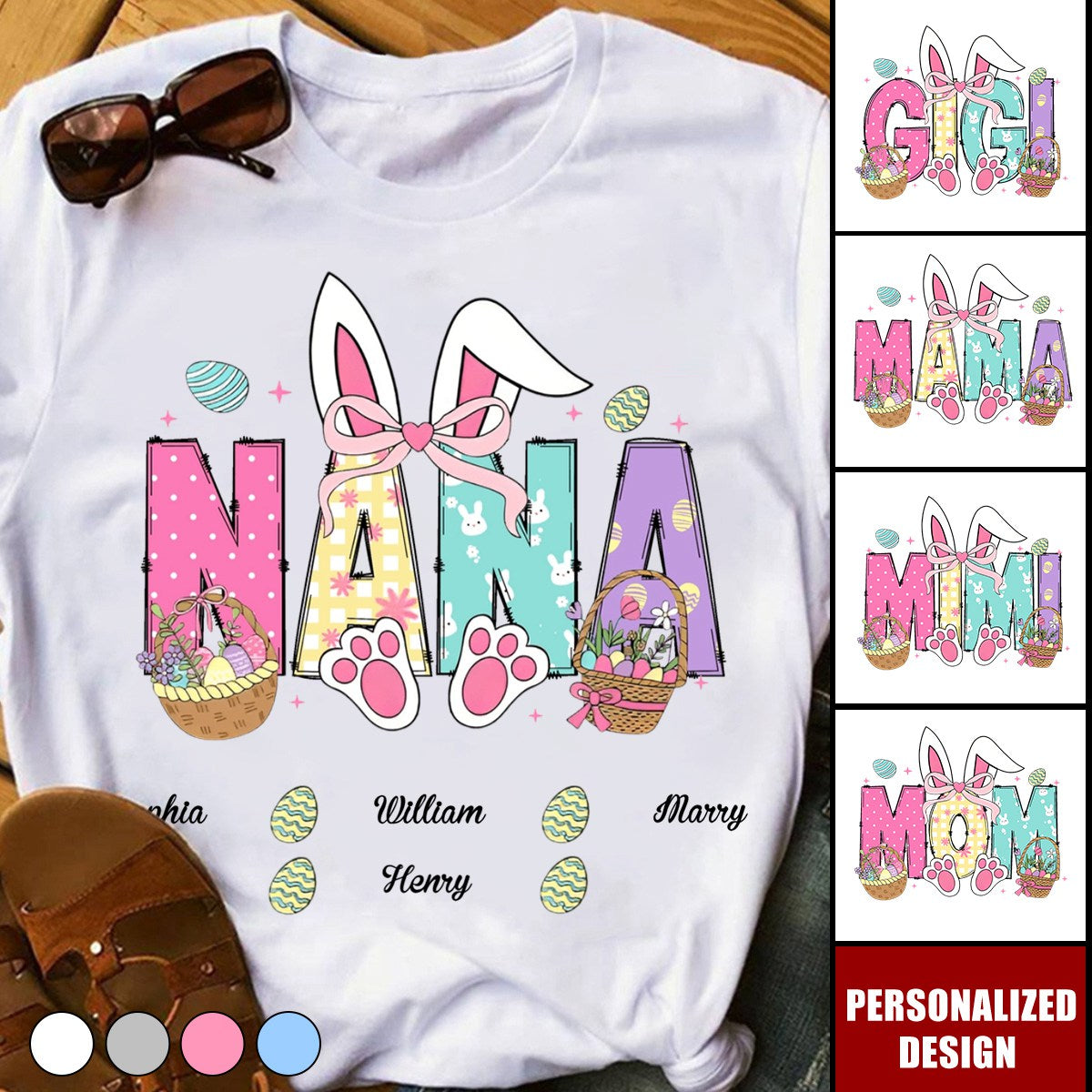 Personalized Easter Bunny T-Shirt-Gift For Grandma