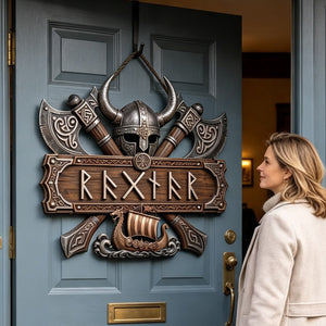 Viking Style Wooden Sign - Personalized Gifts For Warriors