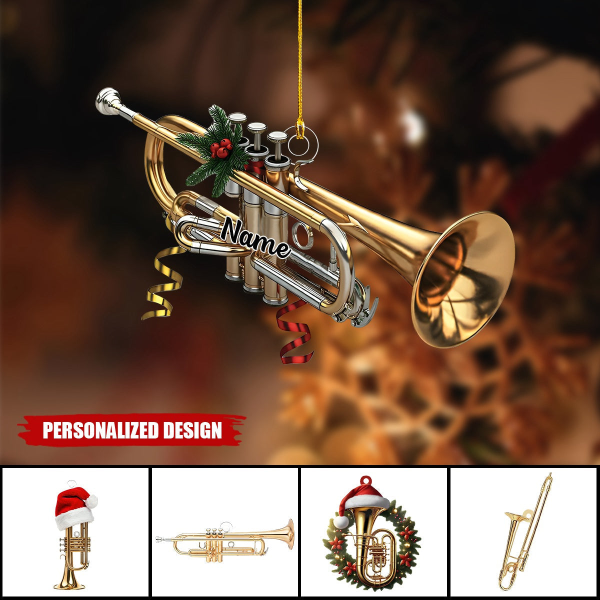Personalized Trumpet Ornament-Gift For Trumpet Artist Trumpet Lover-New Release