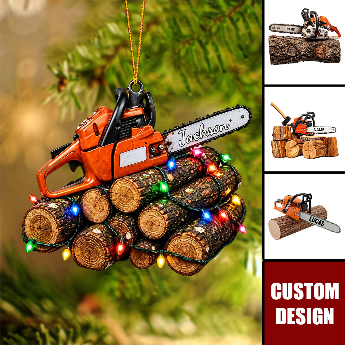 Personalized Arborist Chainsaw Ornament, Lumberjack Gift