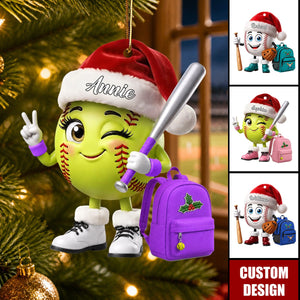 New Release - Personalized Cute Baseball Softball Mascot Christmas Ornament - Gift for Baseball Softball Lover