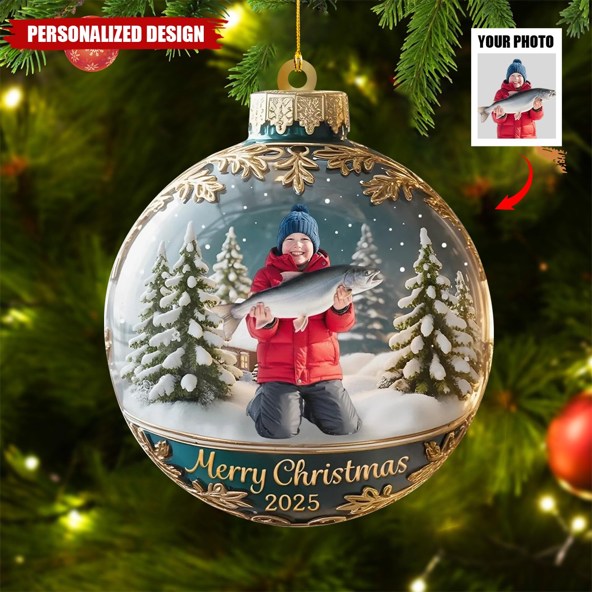 Personalized Upload Photo Ornament-Gift For Fishing Lover