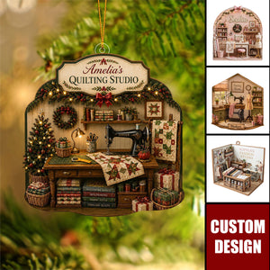 Personalized Holiday Sewing Room Ornament - Sewing Lover Gift