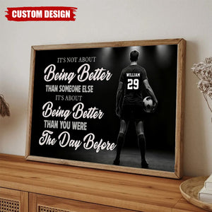 Motivational Soccer Girl Canvas Painting, It's About Being Better Wall Art Decor, Poster Gift For Soccer Lovers
