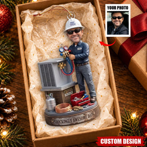 Personalized HVAC Work Acrylic Ornament - Gift for Installer Refrigeration or Service Technician