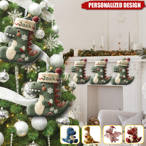 Dinomas-Personalized Kid Shaped Christmas Stocking