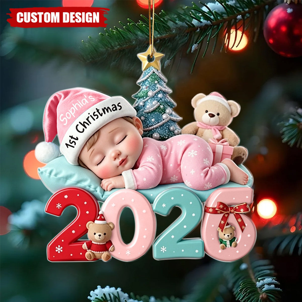 Personalized 2026 Baby First Christmas Ornament -Custom Name Acrylic Baby Shower Gift