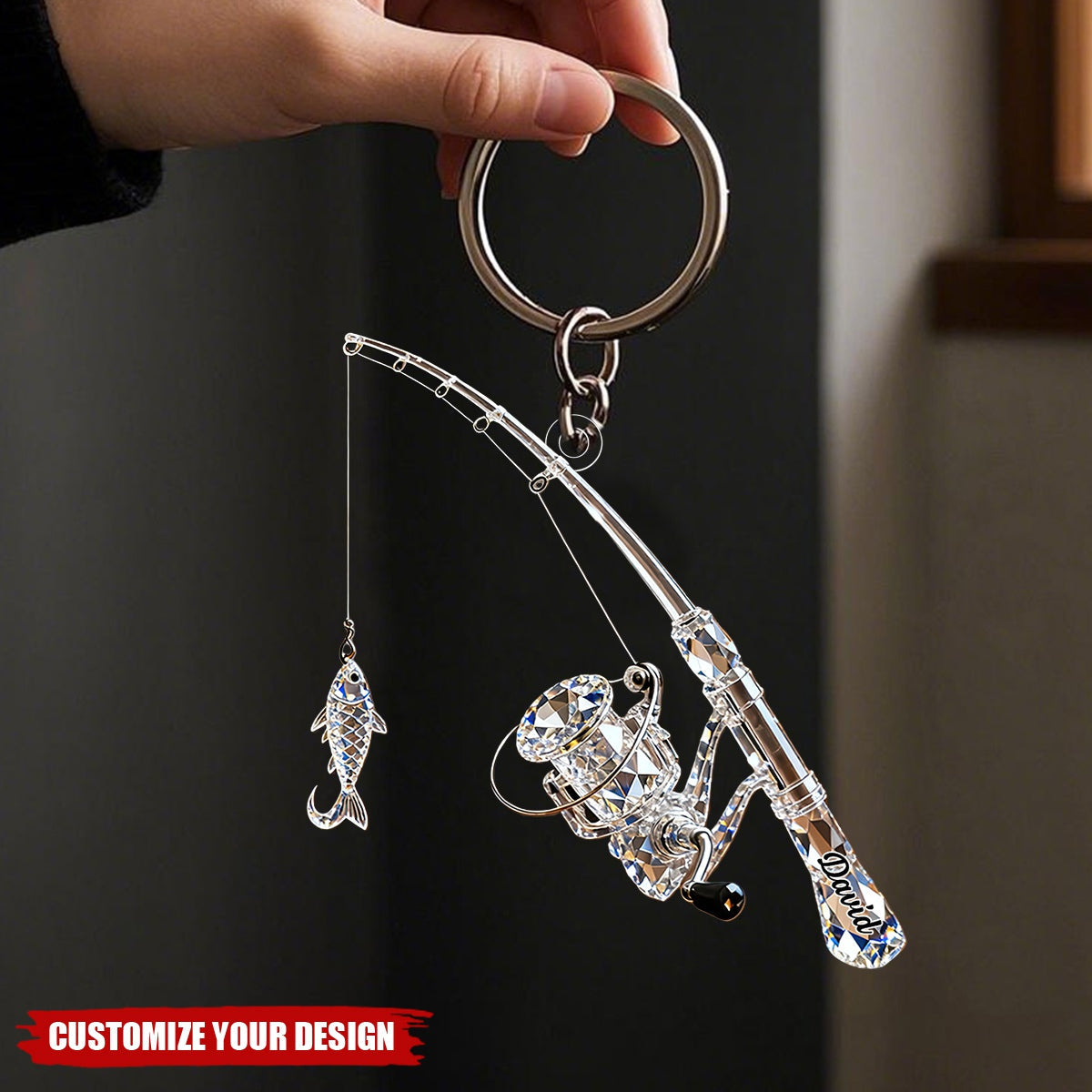 Personalized Fishing Rod Keychain Gift For Fishing Lover