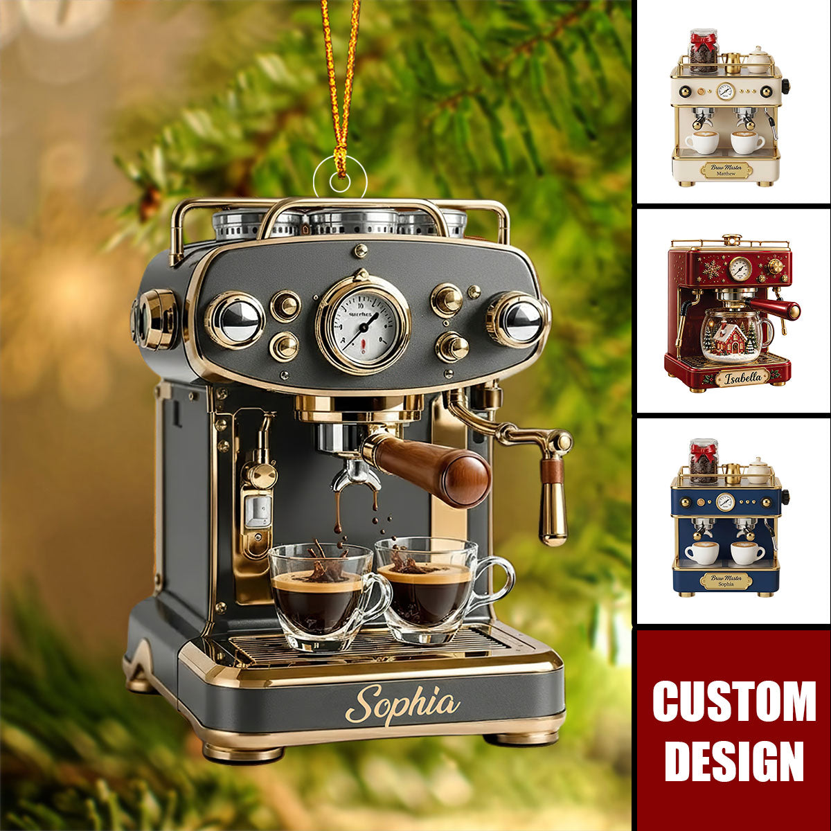 Personalized Coffee Maker Ornament - Gift For Coffee Lovers
