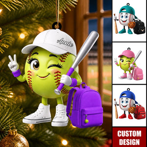 Personalized Cute Baseball Softball Mascot Ornament - Gift for Baseball Softball Lover - New Release