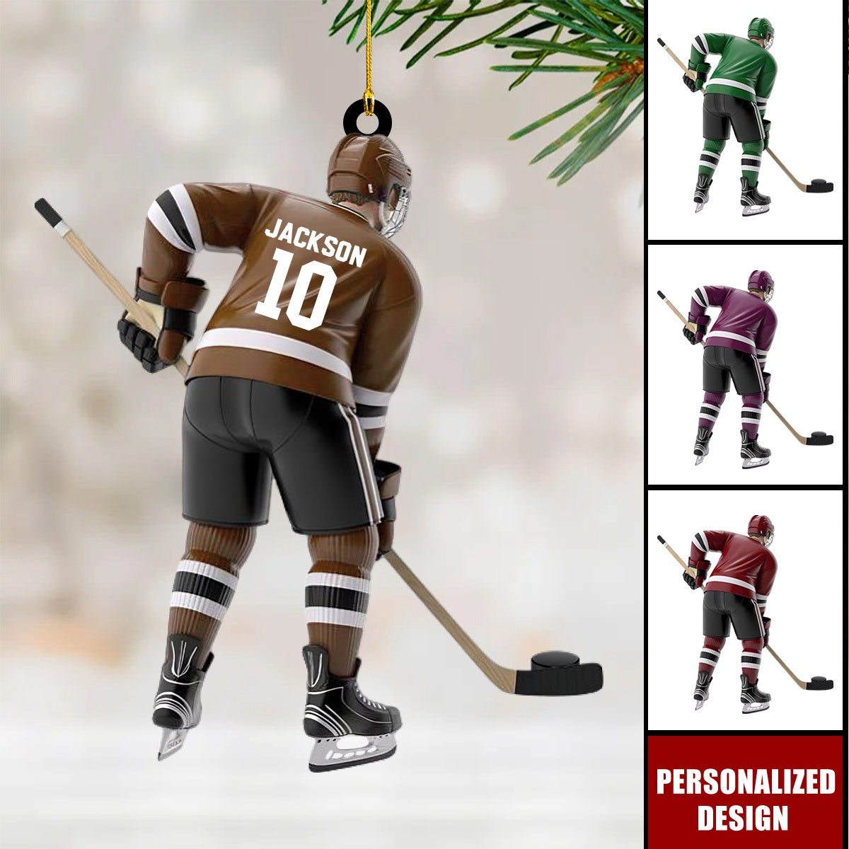 Personalized Hockey Player Ornament Gift For Hockey Lover