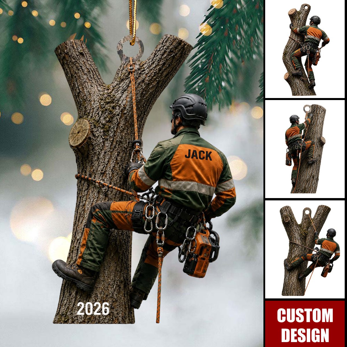 Personalized Arborist Christmas Ornament, Tree Climber Gift