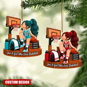 Personalized Basketball Girl Ornament, Girl Basketball Ornament